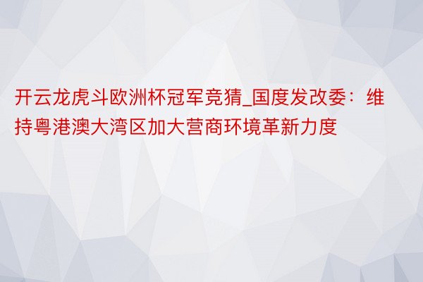 开云龙虎斗欧洲杯冠军竞猜_国度发改委：维持粤港澳大湾区加大营商环境革新力度